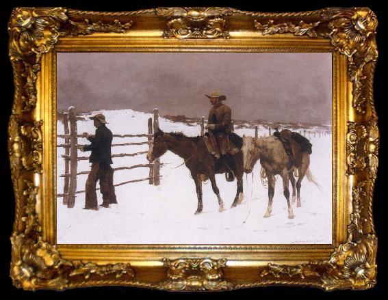 framed  Frederick Remington The Fall of the Cowboy, ta009-2